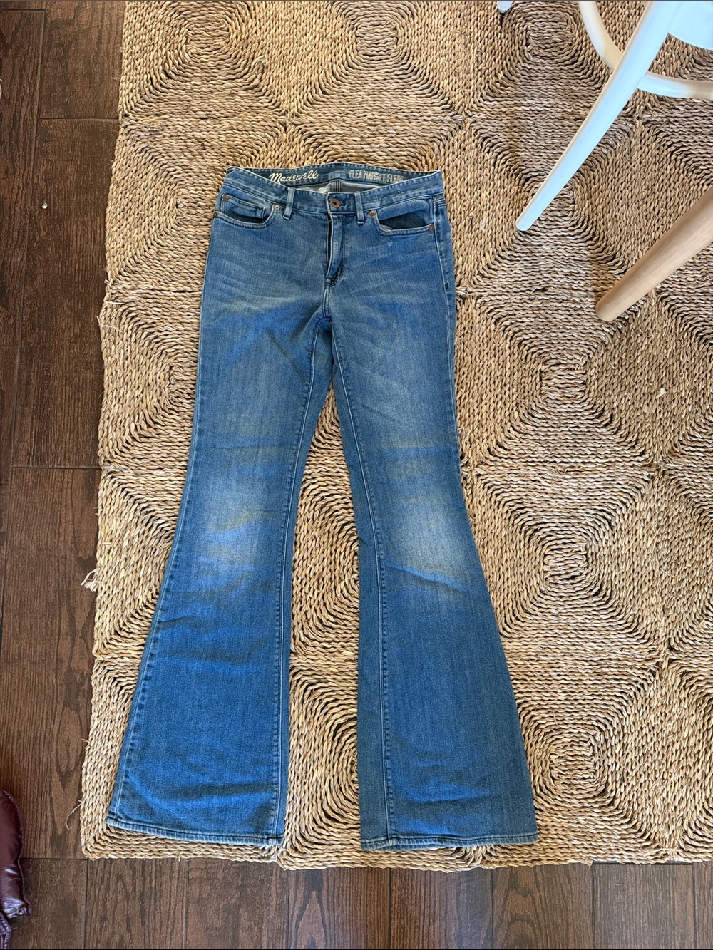 Madewell Blue Flea Market Flare Jeans with Subtle Fade